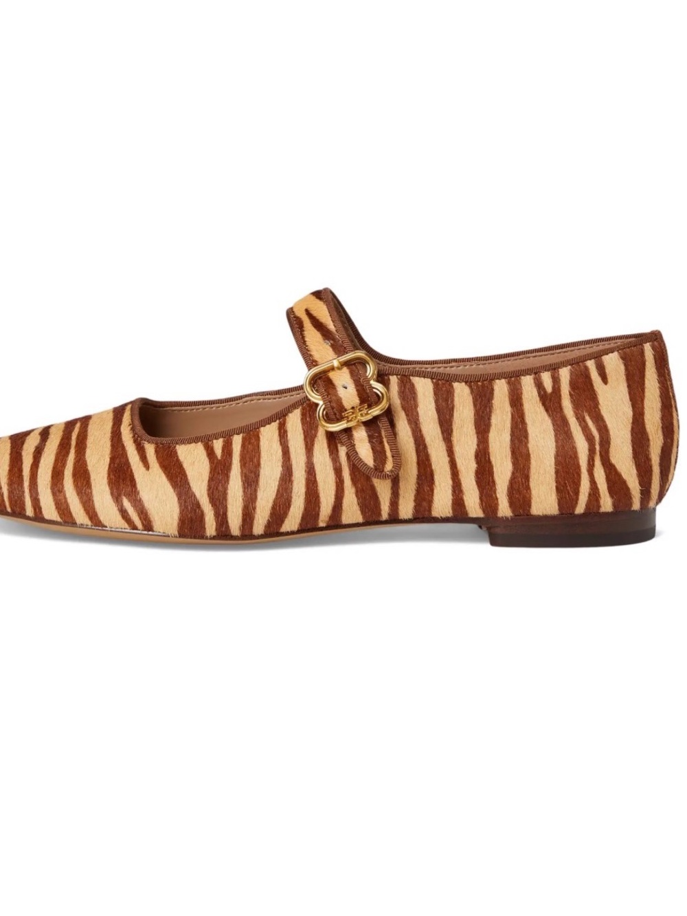 Sam Edelman Michaela Beechwood Zebra-Print Mary Jane Flat in Brown and Tan - Picture 3 of 5